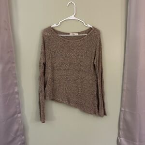 Elodie Taupe Scoop-Neck Lightweight Knit Sweater